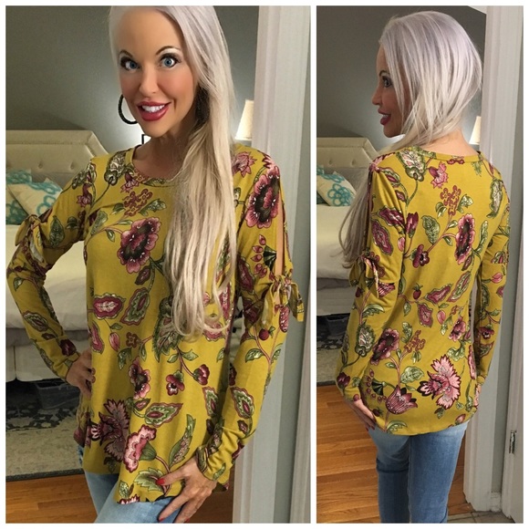 ❤️LAST 1! Mustard Exposed Shoulder Tunic! - Picture 2 of 2